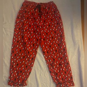 Women’s Hanes Medium Pajama Pants with Penguins (Black & White), Red